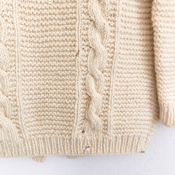 Vintage Wool Cable Knit Cardigan Fisherman Sweater - Picture 6 of 6
